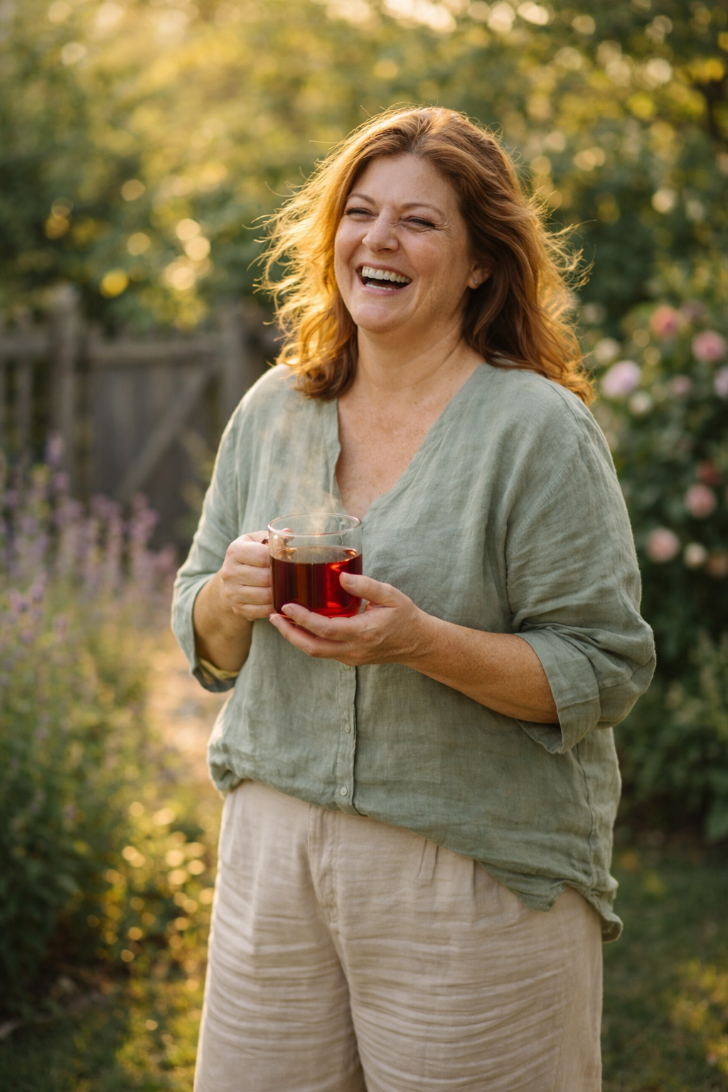 Woman energetic, transformed